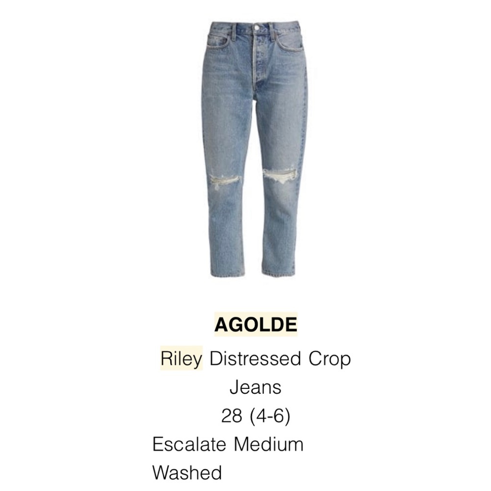 Agolde Riley Crop NWOT